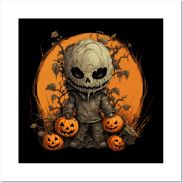Evil Pumpkin Doll Halloween Wall Art by FrogandFog